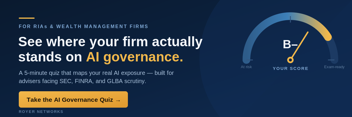 AI governance quiz banner for wealth management firms